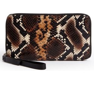 Allsaints Sliver Snakeskin Embossed Leather Smartphone Wristlet